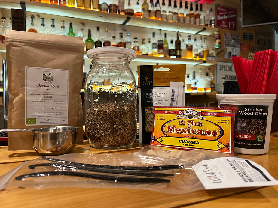 ingredients to make bitters; DIY bitters; old fashioned