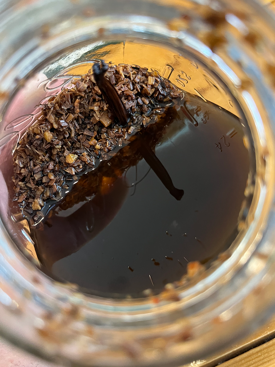 Barrel Bitters aged four days; recipe for bitters